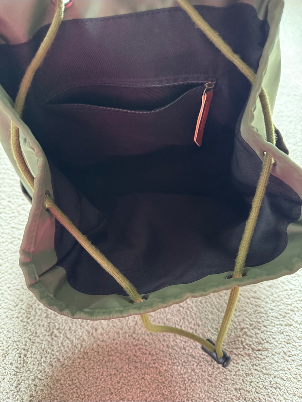 Green Nylon Drawstring Backpack - Picture 4 of 16
